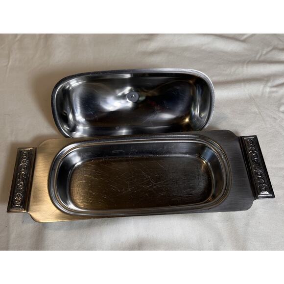 International Decorator 18-8 Stainless Set Vintage Covered Butter Dish - Picture 4 of 12